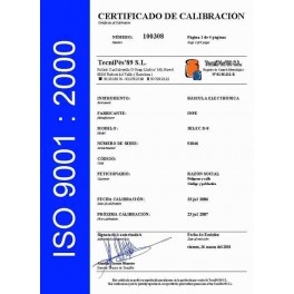 Certificado de Calibración ISO (de 15 Kg. a 200 Kg.)